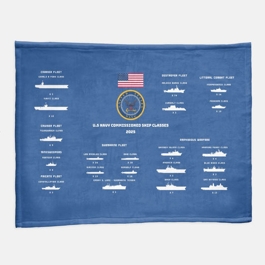 US Navy Ship Classes 2025 Soft Blanket - 60" x 80"