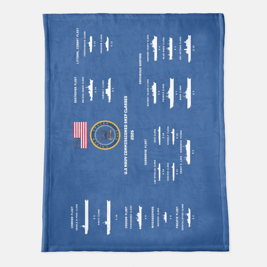 US Navy Ship Classes 2025 Soft Blanket - 60" x 80"