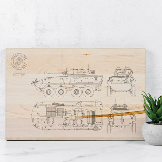 LAV-25 USMC Traditional Wood Cutting Board - 16" x 10.5"